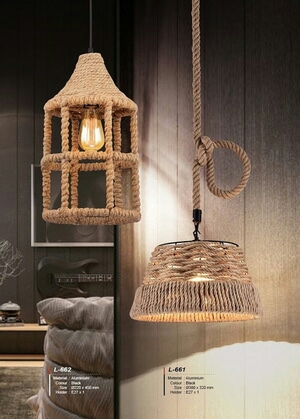 Lampu Hias L661 Gantung Tali Tambang E 27 Decor Vintage