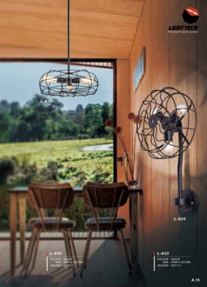 Lampu Gantung L635 Kipas 5LP BK E27 Vintage