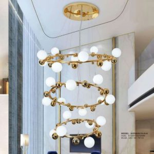 Lampu Gantung Vintage Retro Ring 3 Susun Gold Modern - Image 1