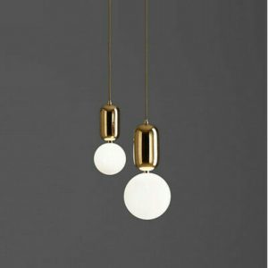 Lampu Gantung Nordic Bola Kaca Ring Gold Modern - Image 3