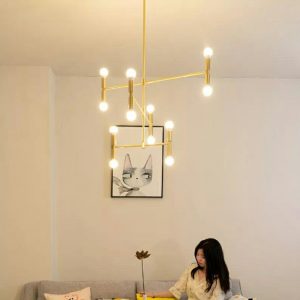 Lampu gantung ceiling modern gold 12 arms adjustable - Image 3