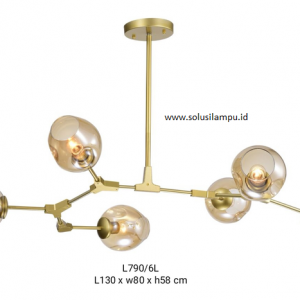 Lampu Gantung Hias Classic Minimalis Gold Kaca Meiwa L790/6L - Image 1