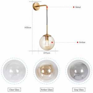 Lampu Dinding Led Bentuk Bola Kaca Nordic Light - Image 3