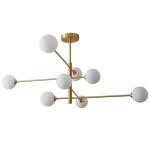lampu gantung ruang tamu Nordic tembaga modern minimalis kap lampu kaca atmosfer