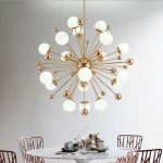 Lampu Gantung Kreatif Satelit Logam Bola Kaca Ruang Tamu Kamar Tidur Model Kamar Dandelion Lampu Molekul