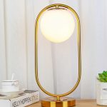 Lampu Meja Bola Kaca Emas Dekoratif Kamar Tidur