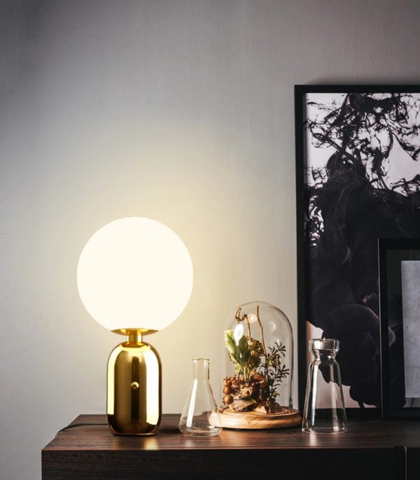 Lampu Meja Nordic Loft White Bola Meja Cahaya