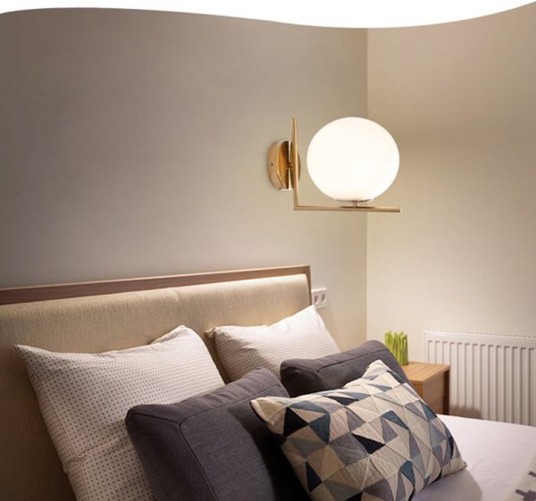 Minimalis Kaca Lampu Dinding Nordic Kepribadian Kreatif Belajar Dekorasi Kamar Tidur Pencahayaan Lampu Dinding Samping Tempat Tidur