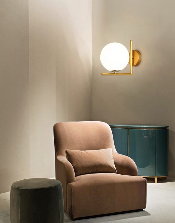 Minimalis Kaca Lampu Dinding Nordic Kepribadian Kreatif Belajar Dekorasi Kamar Tidur Pencahayaan Lampu Dinding Samping Tempat Tidur