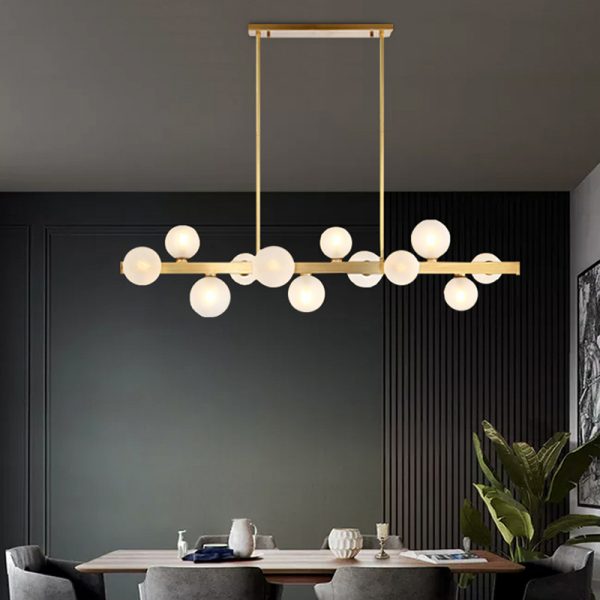 Restoran Nordic Lampu Gantung Modern Minimalis Kreatif Kepribadian Cahaya Mewah Jaring Merah Panjang Strip Ruang Meja Makan Lampu Gantung Baru