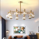 Lampu dan lentera gaya Nordic semua lampu ruang tamu tembaga sederhana modern kamar tidur kacang ajaib lampu gantung restoran lampu molekuler