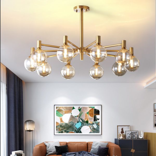 Lampu dan lentera gaya Nordic semua lampu ruang tamu tembaga sederhana modern kamar tidur kacang ajaib lampu gantung restoran lampu molekuler