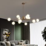 lampu gantung ruang tamu tembaga minimalis restoran Nordik