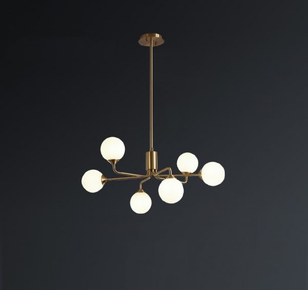 lampu gantung ruang tamu tembaga minimalis cahaya mewah high-end restoran Nordik lampu kepribadian kreatif lampu atmosfer rumah tangga