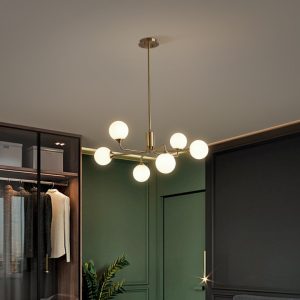 lampu gantung ruang tamu tembaga minimalis cahaya mewah high-end restoran Nordik lampu kepribadian kreatif lampu atmosfer rumah tangga