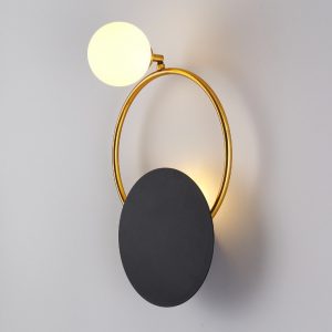 Lampu Dinding Samping Tempat Tidur Ruang Tamu Lorong Retro Kaca Sederhana Kepribadian Cincin Lampu Dinding