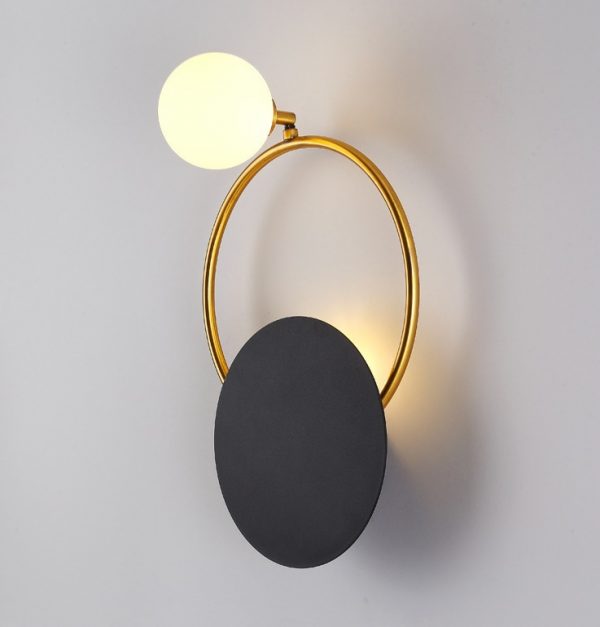 Lampu Dinding Samping Tempat Tidur Ruang Tamu Lorong Retro Kaca Sederhana Kepribadian Cincin Lampu Dinding