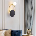 Lampu Dinding Samping Tempat Tidur Ruang Tamu Lorong Retro Kaca Sederhana Kepribadian Cincin Lampu Dinding