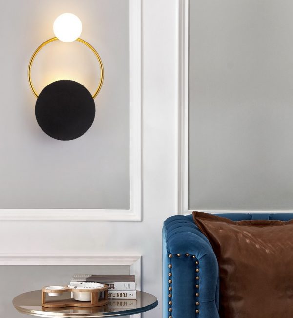 Lampu Dinding Samping Tempat Tidur Ruang Tamu Lorong Retro Kaca Sederhana Kepribadian Cincin Lampu Dinding