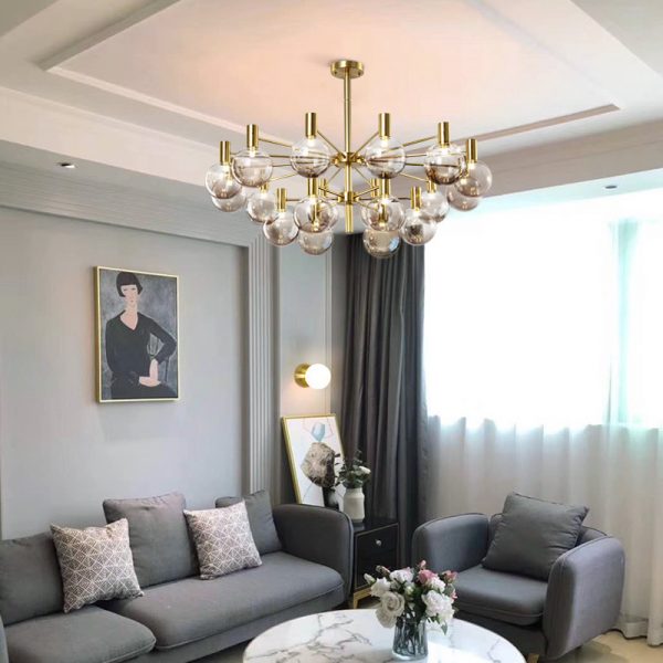 Lampu Gantung Tembaga Nordic Post-Modern Lampu Mewah Sederhana Net Merah Lampu Ruang Tamu Atmosfir Kacang Ajaib Kepribadian Restoran Lampu Kamar Tidur