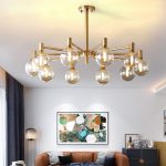Gaya Nordic Ruang Tamu Lampu Gantung  Lampu Mewah Bola Kaca Kamar Tidur Ruang Makan Kacang Ajaib Molekul Lampu
