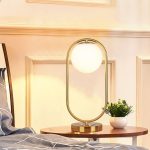 Lampu Meja Samping Tempat Tidur Bola Kaca Logam Lampu Meja Hias