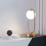 Lampu Meja Samping Tempat Tidur Bola Kaca Logam Lampu Meja Hias