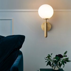 Modern Kaca Bola Wall Sconce Lampu Lampu Kamar Tidur Living Lorong Lampu Samping Tempat Tidur Nordic Emas Dekorasi Rumah Lampu
