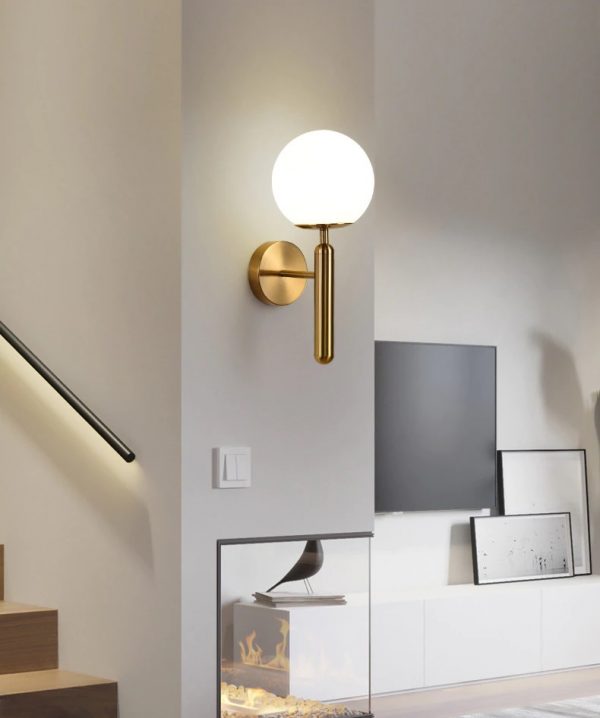 Lampu Kamar Tidur Living Lorong Modern Kaca Bola Wall Sconce Lampu Samping Tempat Tidur Nordic Emas Dekorasi Lampu Kamar Tidur Living Lorong Modern Kaca Bola Wall Sconce Lampu Samping Tempat Tidur Nordic Emas Dekorasi
