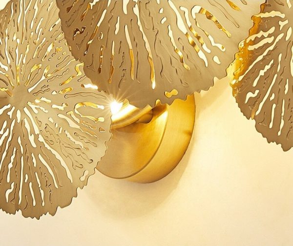Modern Stainless Steel Titanium Lampu Dinding Nordic Kamar Tidur Samping Tempat Tidur Dekorasi Lampu Ruang Tamu Pintu Masuk Lorong Daun Teratai Lampu