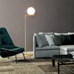 Lampu Lantai Desain Nordic Lampu LED Modern Lampu Lantai Tinggi Daging Emas untuk Dekorasi Ruang Tamu Lampu Berdiri Kap Lampu Kaca