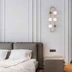 Bola kaca baru Nordic minimalis kreatif dinding latar belakang ruang tamu di atas kamar samping tempat tidur desainer lampu dinding kacang ajaib