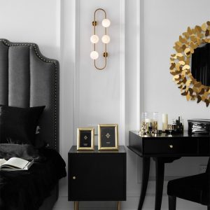 Bola kaca baru Nordic minimalis kreatif dinding latar belakang ruang tamu di atas kamar samping tempat tidur desainer lampu dinding kacang ajaib