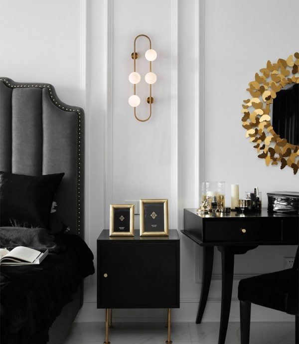 Bola kaca baru Nordic minimalis kreatif dinding latar belakang ruang tamu di atas kamar samping tempat tidur desainer lampu dinding kacang ajaib