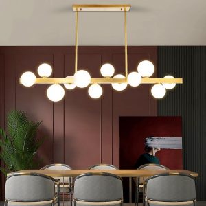 Restoran Nordic Lampu Gantung Modern Minimalis Kreatif Kepribadian Cahaya Mewah Jaring Merah Panjang Strip Ruang Meja Makan Lampu Gantung Baru