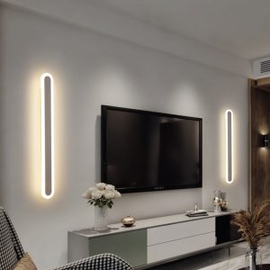 Strip Panjang Lampu Dinding Garis Ultra Tipis Kamar Tidur Lampu Samping Tempat Tidur Kreatif Dinding Lorong Lampu Dinding Sederhana Modern Ruang Tamu Nordic