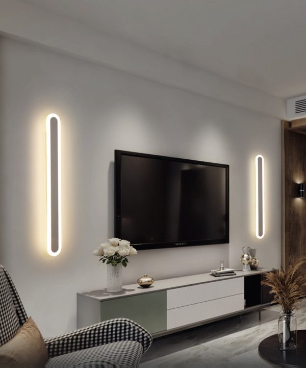 Strip Panjang Lampu Dinding Garis Ultra Tipis Kamar Tidur Lampu Samping Tempat Tidur Kreatif Dinding Lorong Lampu Dinding Sederhana Modern Ruang Tamu Nordic