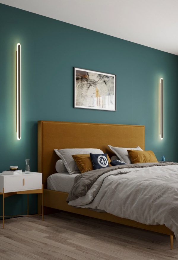 Lampu dinding garis lampu strip panjang lampu kamar tidur instalasi permukaan ruang komersial teras sederhana modern LED lampu samping tempat tidur dekoratif