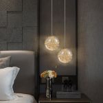 Lampu gantung kaca kepala tunggal desainer samping tempat tidur sofa