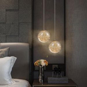 Lampu gantung kaca kepala tunggal desainer samping tempat tidur sofa