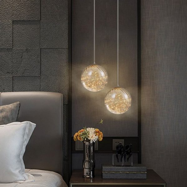 Lampu gantung kaca kepala tunggal desainer samping tempat tidur sofa