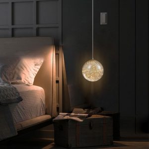 Lampu gantung kaca kepala tunggal desainer samping tempat tidur sofa