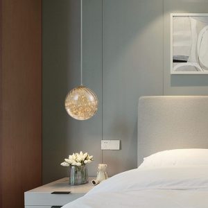 Lampu gantung kaca kepala tunggal desainer samping tempat tidur sofa