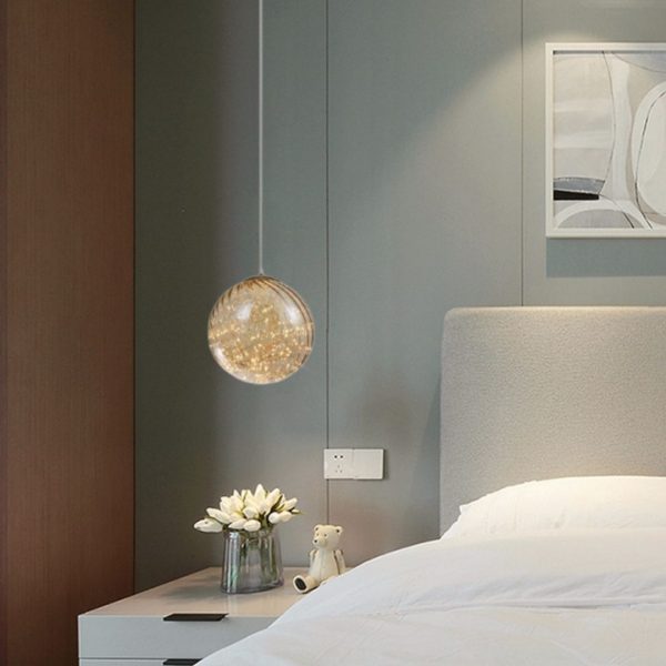 Lampu gantung kaca kepala tunggal desainer samping tempat tidur sofa