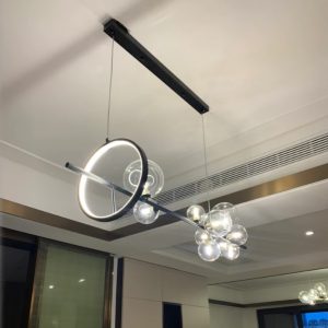 Lampu Gantung LED Hitam Bola Kaca Bening untuk Ruang Makan Bar Restoran Kedai Kopi Kantor