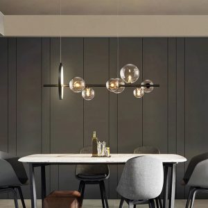 Lampu Gantung LED Hitam Bola Kaca Bening Bar Restoran Kedai Kopi Kantor