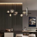 Lampu Gantung LED Emas Bola Kaca Bening untuk Ruang Makan