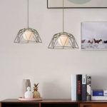 Lampu gantung bar makan berlian kawat besi retro desainer Nordik