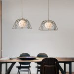 Lampu gantung bar makan berlian kawat besi retro desainer Nordik