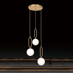 Lampu Gantung Kaca tiga kepala Nordic Minimalis Meja Restoran